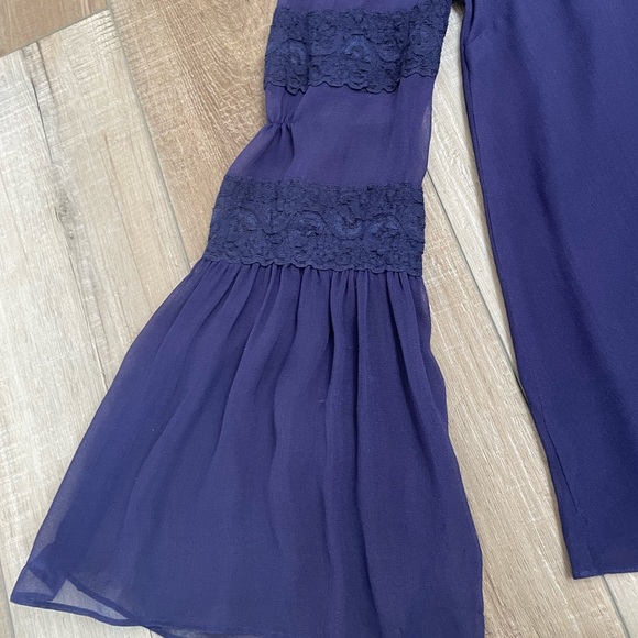 LOVE SAM Anthropologie Silk Blouse Sheer Long sleeve Boho Top  | Small - Purple - Picture 6 of 10